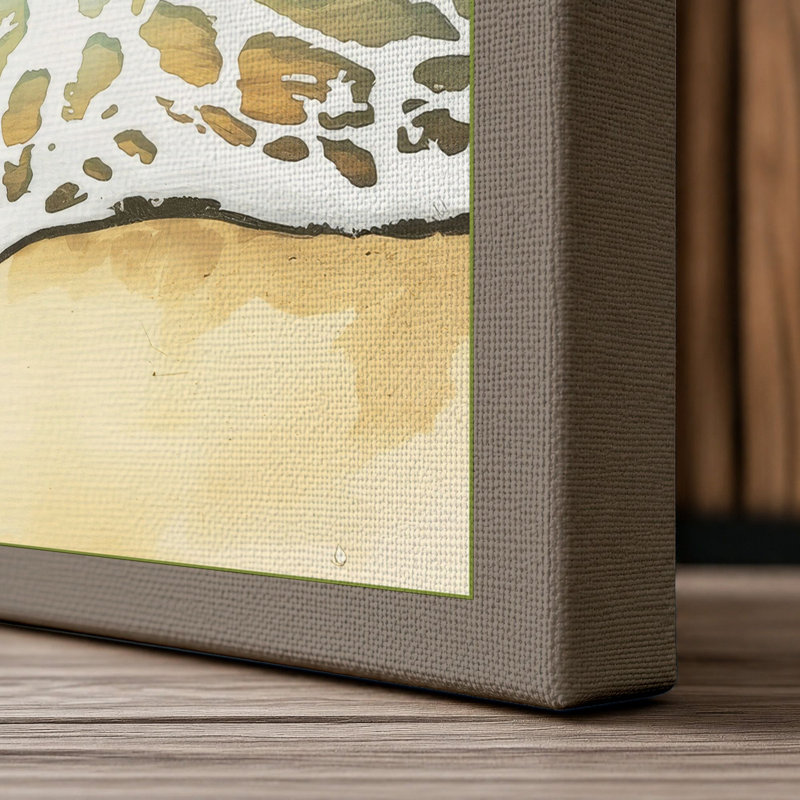 Waves at Tide Coastal - Wrapped Canvas, 24x16 - 61.0 x 40.6 cm, Taupe Border