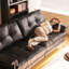 Black Straight-Line Retro Mid-Century Sofa