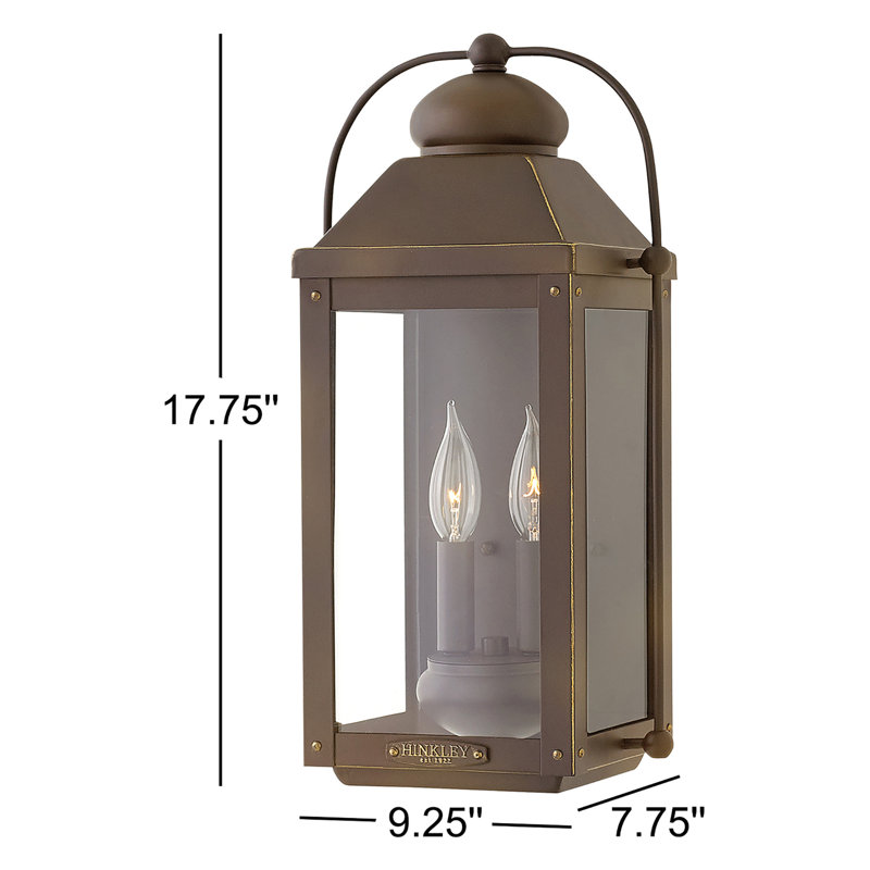 Anchorage 2-Light Outdoor Wall Lantern, Light Oiled Bronze, 17.75" H x 9.25" W x 7.75" D