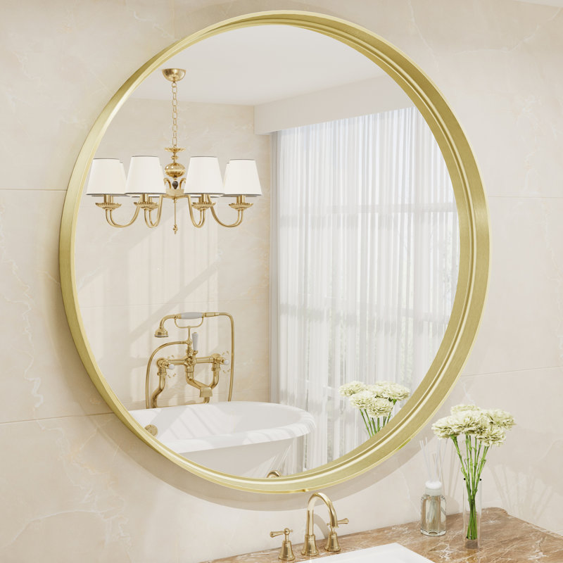 Miroir mural Aevar, 48 po x 48 po, Or brossé