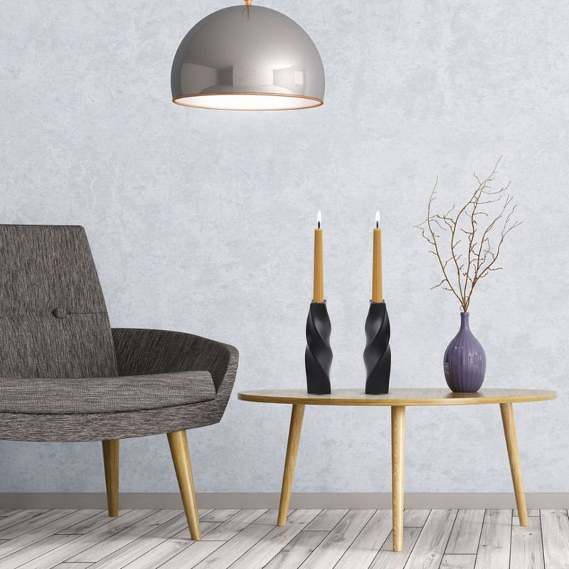  Porte-bougie en céramique 11 po H Curvy, Noir