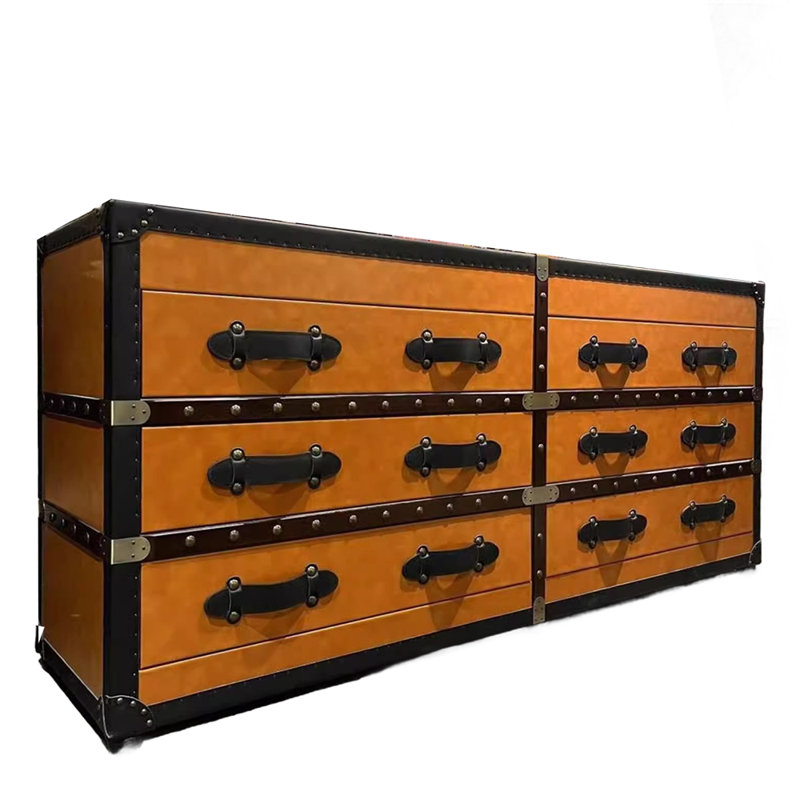 Buffet rétro en cuir brun 74.80