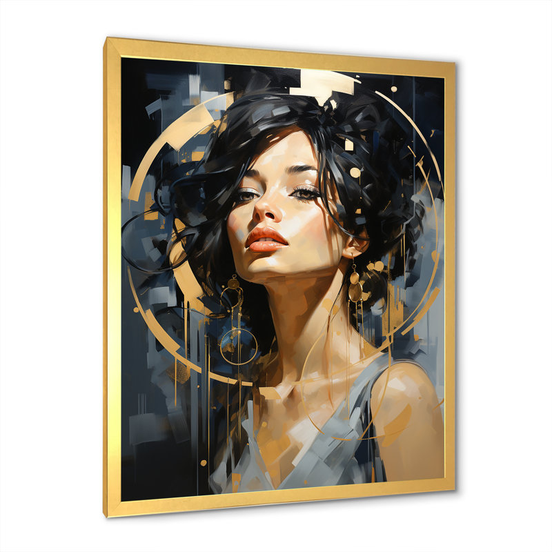 Ballroom Woman III - art mural tendance, Cadre doré simple, H 32 po x l 24 po x P 1 po