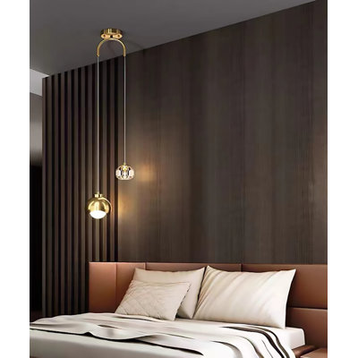 2 - Light Sphere Chandelier Ceiling Light With Crystal Accents