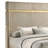 Jenny Bed, Fluted Wingback Headboard, Beige Upholstery Gold Trim-99895713