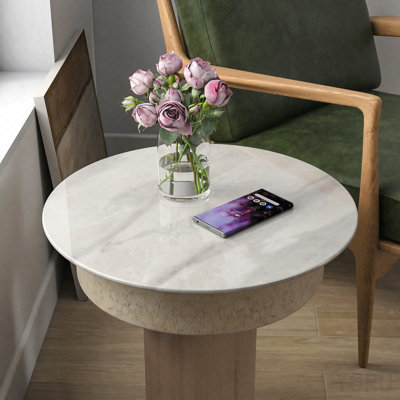 30 Inch Round Tempered Glass Table Top With Marble Design, Diy Replacement & Cover Desktop, Gray Dining Tabletop, Coffee Tabletop, Patio Tabletop, Suitable For Indoor & Outdoor