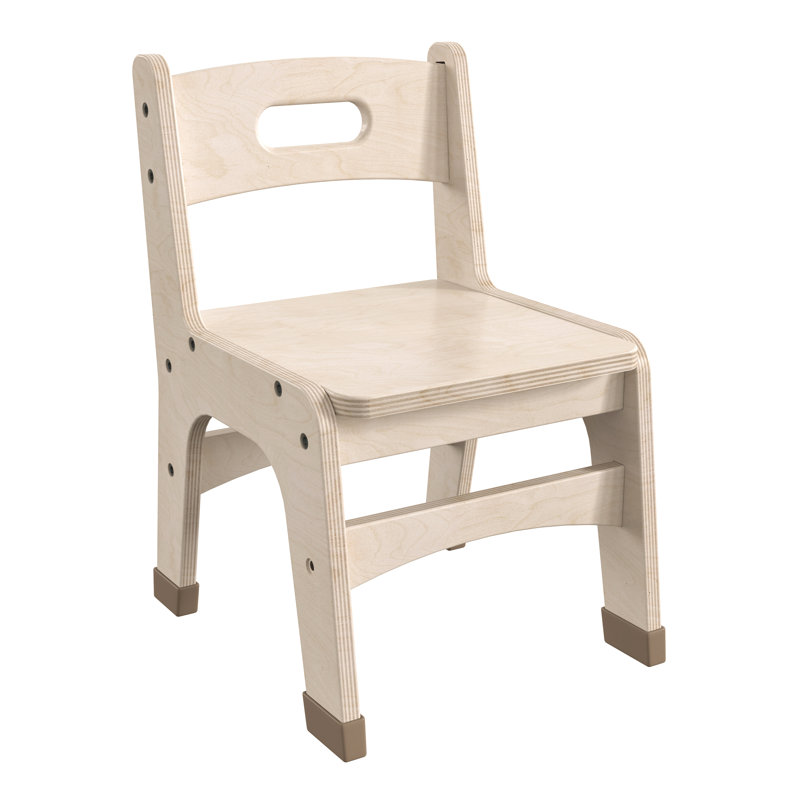 Chaises de classe en bois de qualité commerciale Bright Beginnings avec patins antidérapants et poignée de transport intégrée