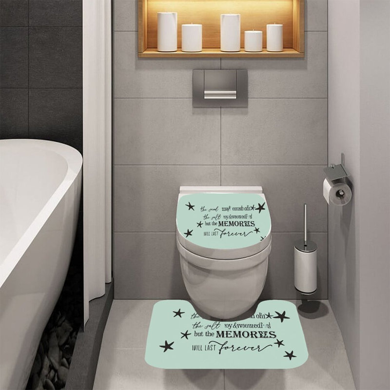 Ensemble de tapis pour salle de bain 2 pièces Beige Beach Quote