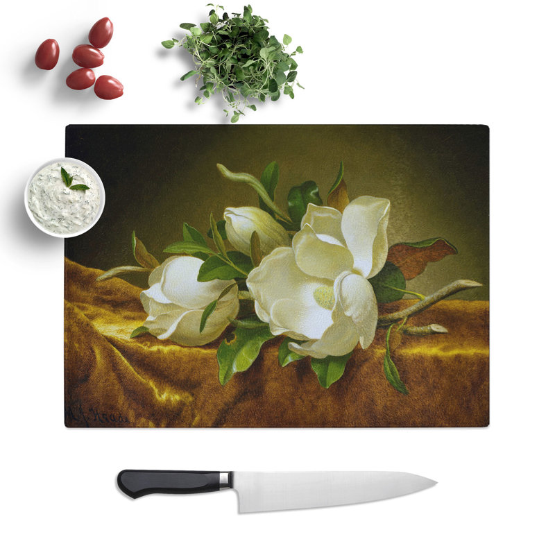 Magnolias on Velvet by Martin Johnson Heade Chopping Board, 0.4cm H x 28.5cm W x 39cm L