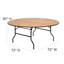 Table de banquet pliante en bois 72 po Wofford