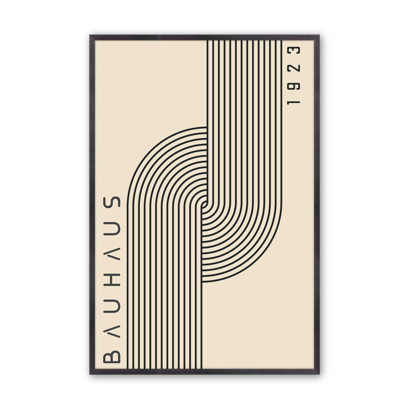 Impression de lignes géométriques Bauhaus 1923, H 15 po x l 12 po, Zinc patiné, Reproduction encadrée sans passe-partout