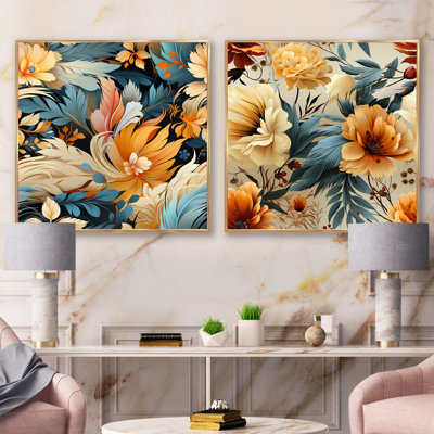 Kais - Ensemble de 2 collages floraux carrés