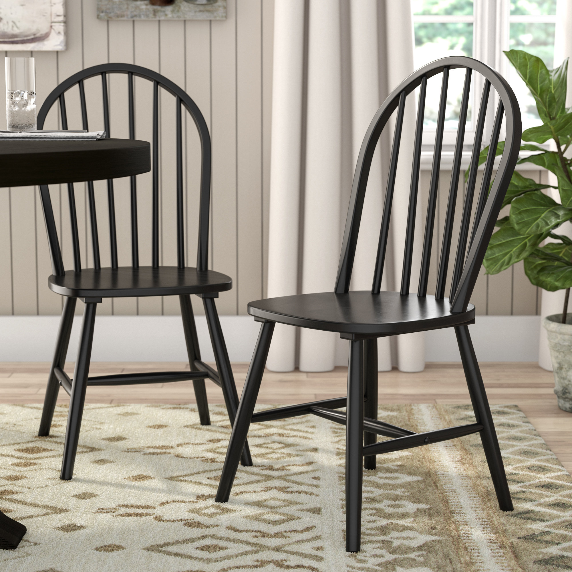 August Grove® Vallelunga Slat Back Dining Chair & Reviews | Wayfair