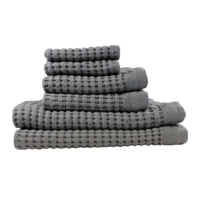 Waffle Bath Towel Set – 6-Piece 100% Natural Cotton Quick-Drying, Absorbent, Modern Style