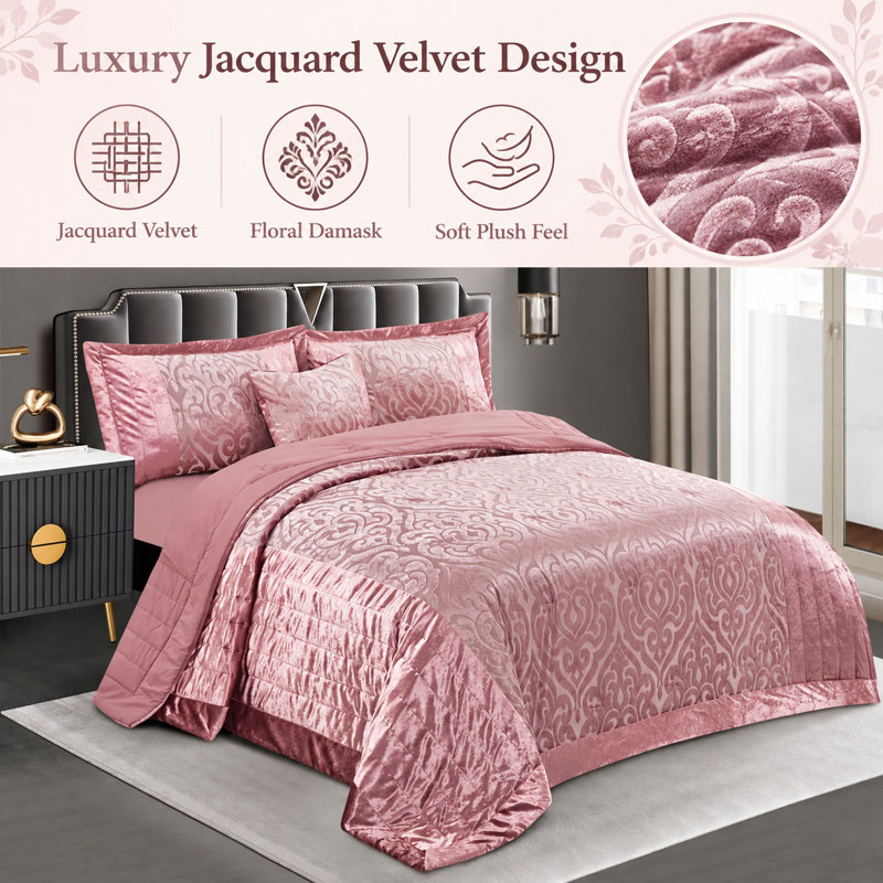 Bradwood Polyester No Pattern Bedspread with Pillow Shams Included, Super King Bedspread + 2 Shams, Pink