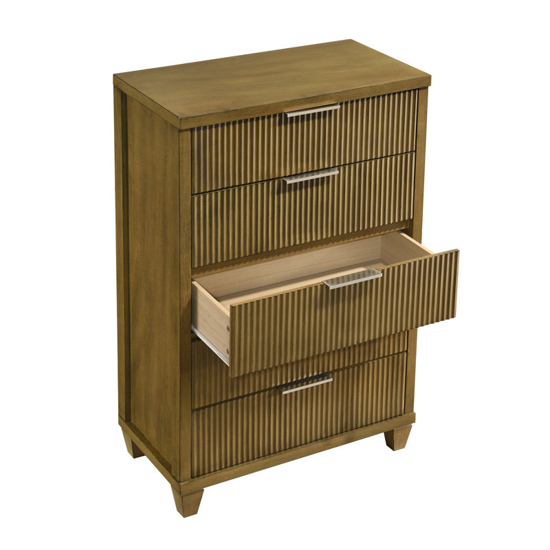 Aurelin Mid-Century Modern 2 Pieces Bedroom Set, Antique Oak