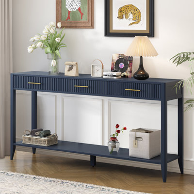Dishaun 60" Console Table with 3 Fluted Drawers