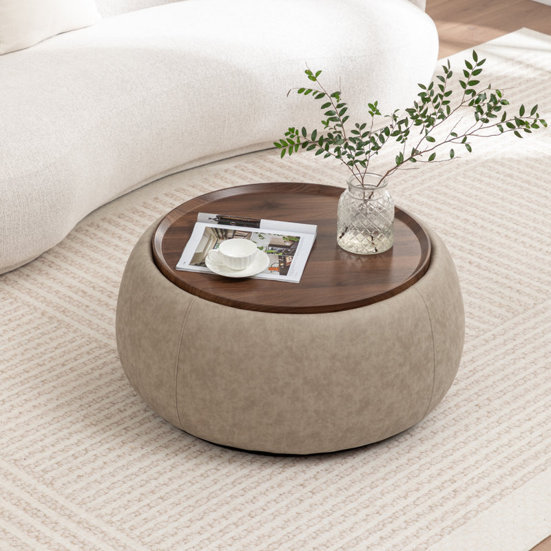 Repose-pieds de cocktail rond avec rangement Pietsch, Vintage Grey