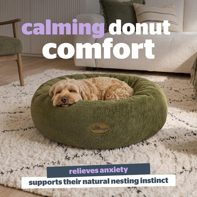 Silentnight Luxury Faux Fur Calming Donut Bed Green, S/M 70 x 20 cm
