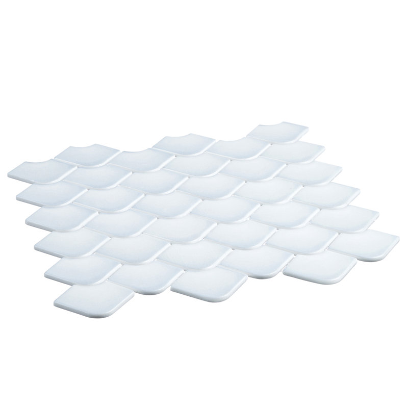 Scala Nami 2 po x 3 po Carrelage mosaïque mural en verre satiné, Blanc