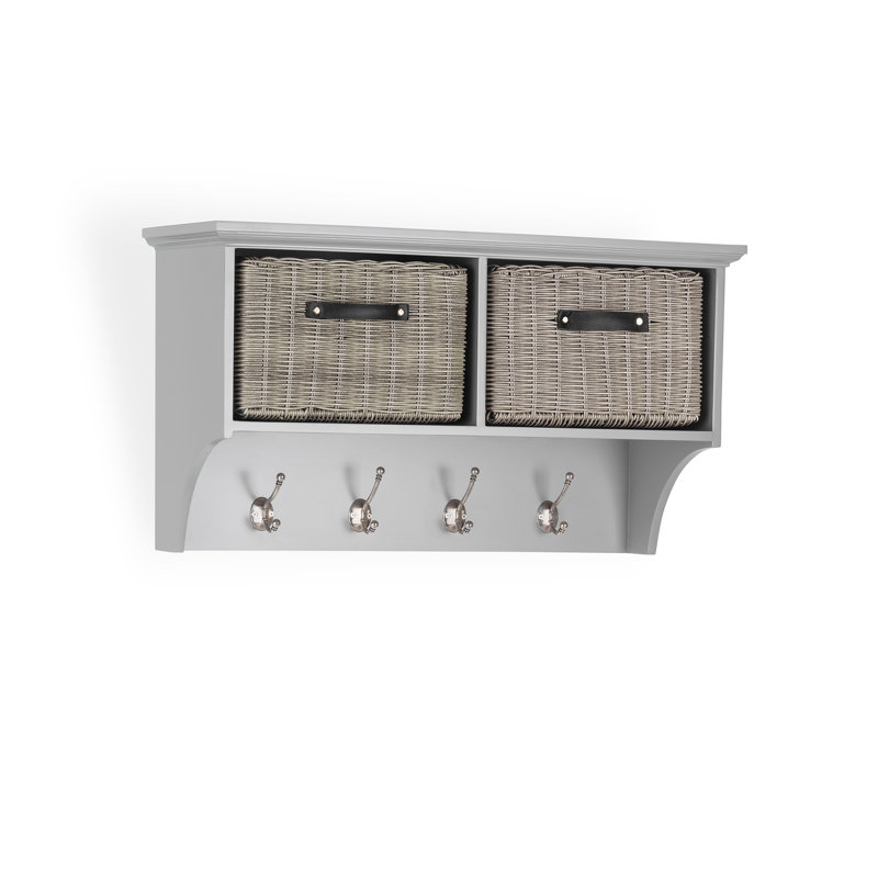 Anita Solid Wood Cube Shelf, Grey/Grey