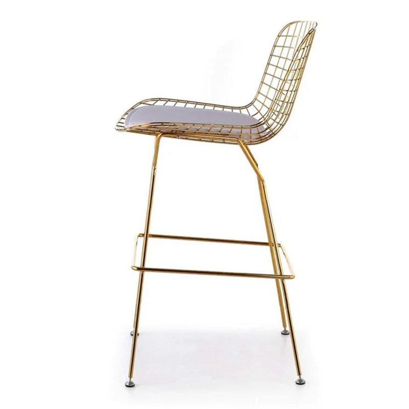 Tokio Metal Stool, White Seat/Gold Frame