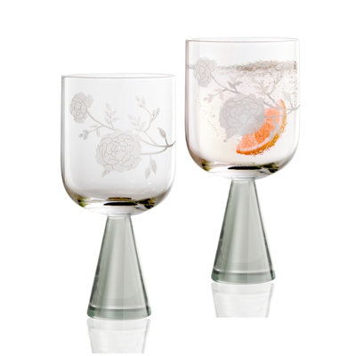 Peony Gray Goblet set of 2