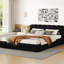 Grand lit tapissier noir Elegant - Taille des matériaux de construction, aucun assemblage requis-96796736