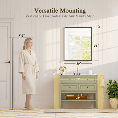 Bathroom Vanity Mirror, Aluminum Frame Beveled Wall Mirror for Over Sink, Tempered Glass Mirror for Bathroom Bedroom Entryway