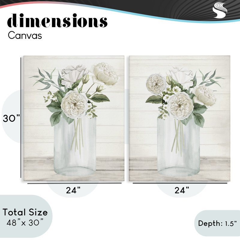 Ensemble de 2 toiles de fleurs Soft Patience, design par Kim Allen, H 30 po x l 24 po