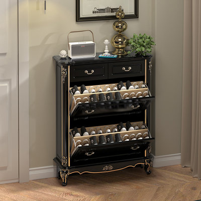 Black Solid wood Shoe Storage