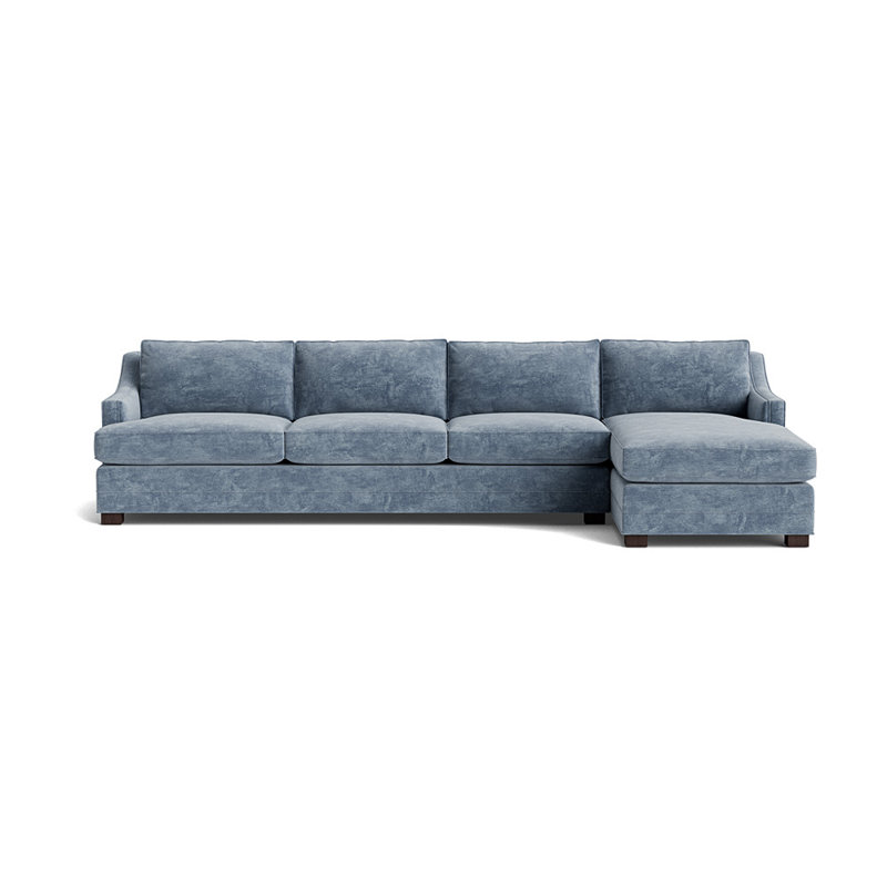 Upholstered Sectional, Right Hand Facing, Vintage Chenille - Smoky Blue, Java