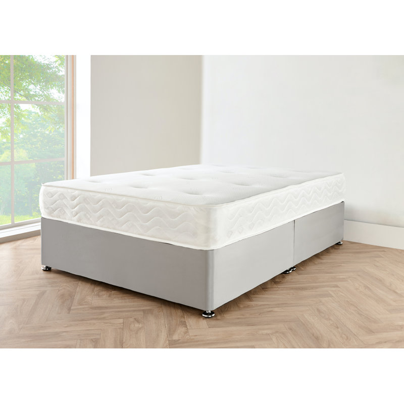 Aamilah Upholstered Divan Bed with Mattress, Black Crushed, 120 x 200cm