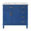 Meuble-lavabo moderne 36 po avec lavabo en céramique, portes à fermeture douce, 4 tiroirs de rangement, conception élégante pour les petites salles de bain-2034622581