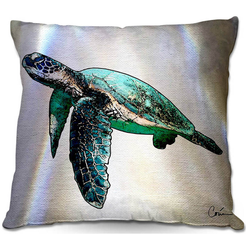 Coussin décoratif canapé mer turtle ii, 18 po x 18 po