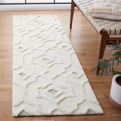 Tapis ivoire en laine touffeté à la main Brumbelow