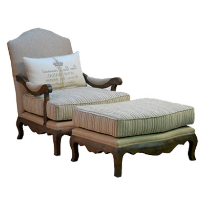 Sohad Upholstered Armchair with Ottoman