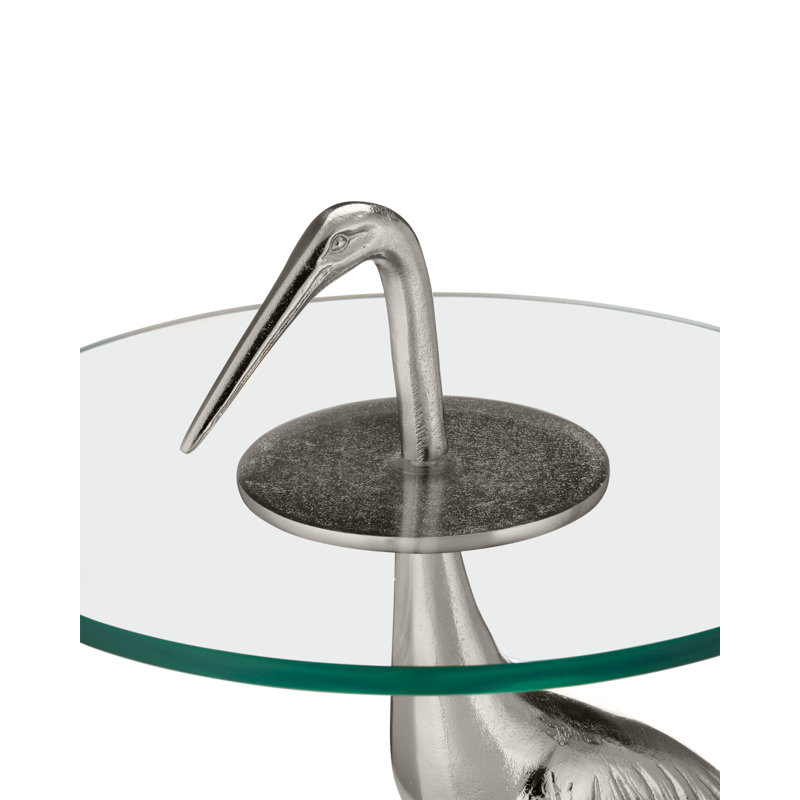 Crane Glass End Table, Nickel