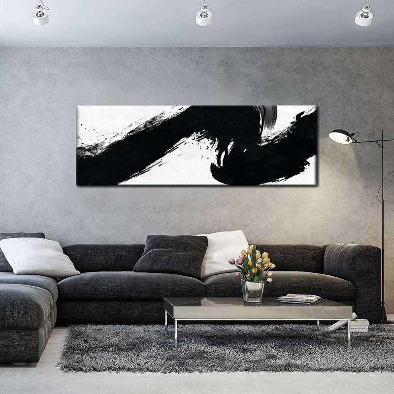 Abstract Stroke On Canvas Print, 8" H x 24" W x 1" D