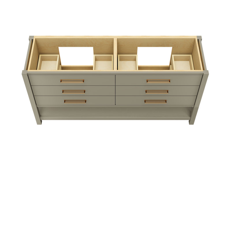 Kiawah Double Drawer Bath Vanity, French Olive, Satin Gold, 72"