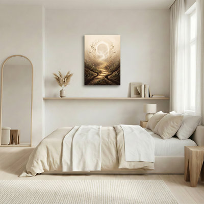 Glowing Stone Steps Surrounded By Golden Vines Canvas Wall Art