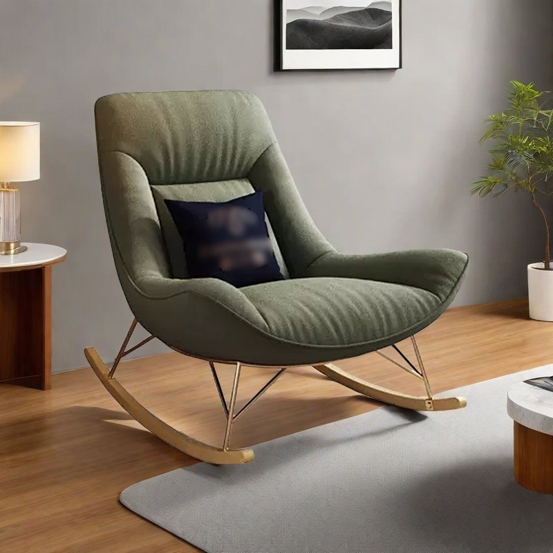 Fauteuil à bascule décontracté de salon chambre à coucher, Noir