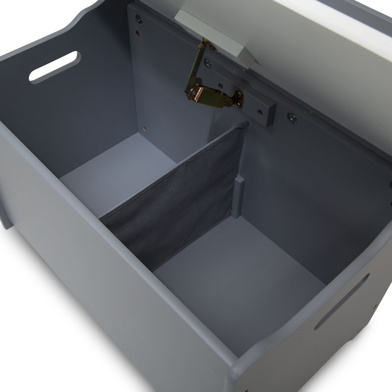 Grey and White Modern Toy Box with Safety Lid