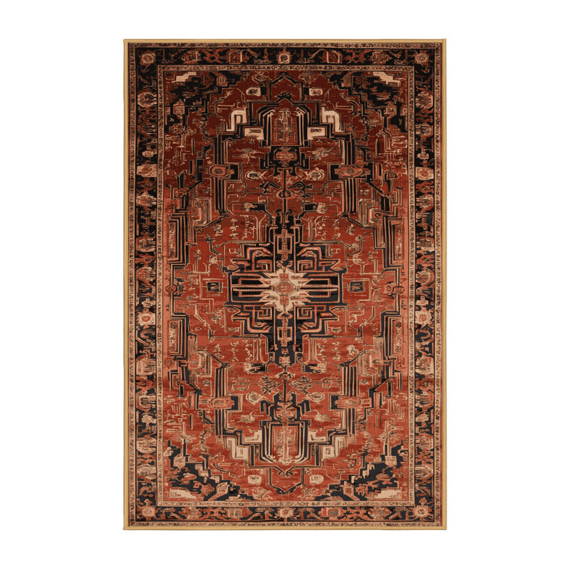 Tapis art déco brun lavable à la machine, Tapis de couloir 2 pi x 4 pi