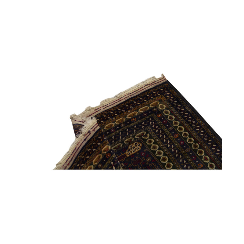 Hand-Knotted High-Quality Black and Beige Area Rug
