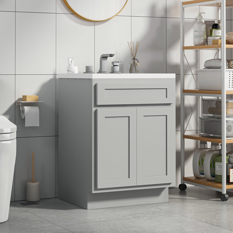 24'' Single Bathroom Vanity Base Only, Gray