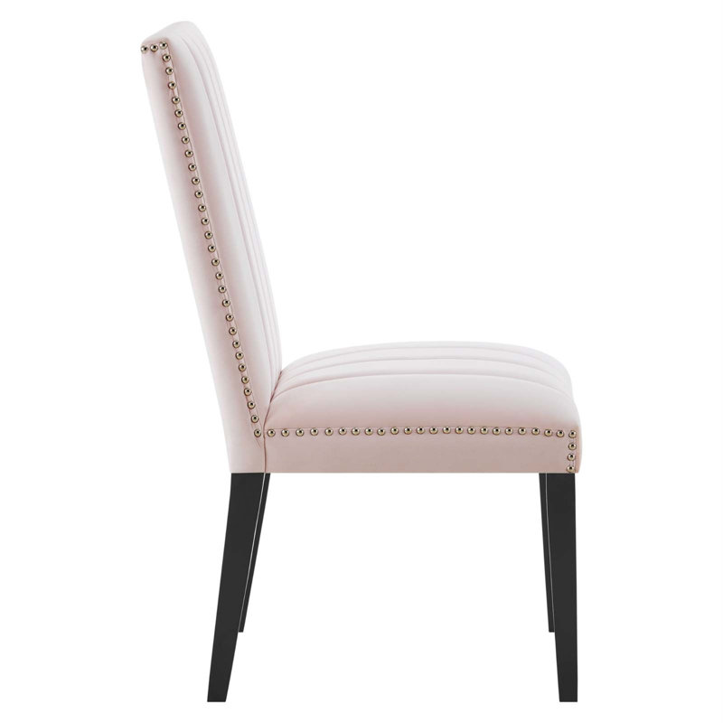 Luxe Modern Pink Velvet Upholstered Parsons Side Chair Set