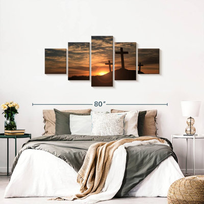 Croix de silhouettes sur toile, ensemble de 5 pièces