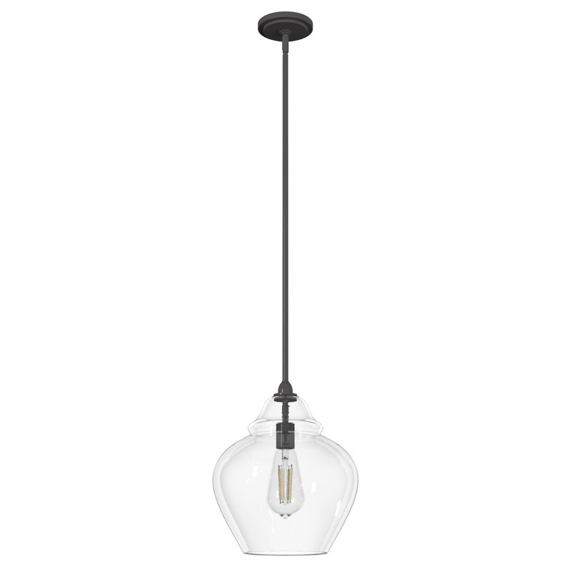 Dunshire 1 Light Noble Bronze Pendant with Glass, Mini, Seeded