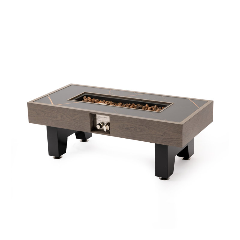 Foyer de table en bois 42 po, Gris / Noir